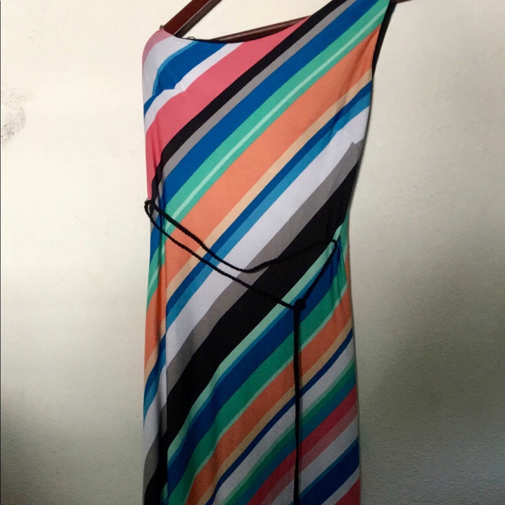 Long asymmetrical multicolor maxi
